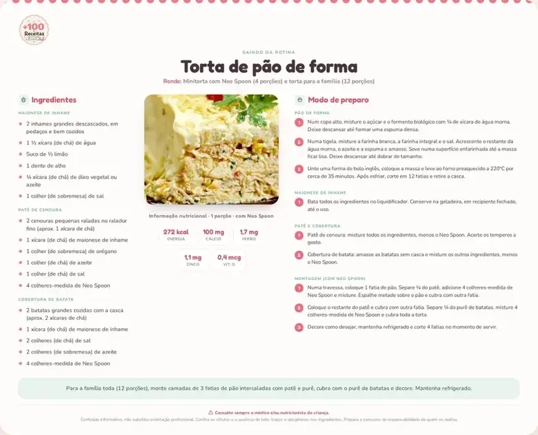 Receita APLV do carrossel superior 3: Torta de pao de forma