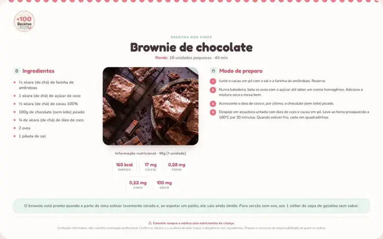 Receita APLV do carrossel superior 4: Brownie de chocolate