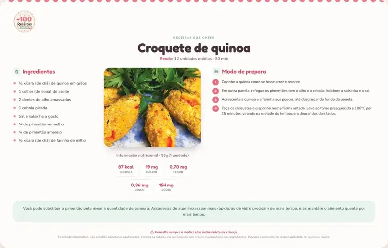 Receita APLV do carrossel superior 5: Croquete de quinoa